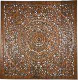Elegant Wood Carved Wall Plaque. Asian Home Decor Wood Carved Floral Wall Art Panel. Size 48" and 60" Color Options Available