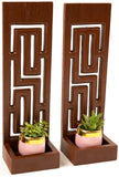 Candle Wall Sconce Holder Succulent Planter Pots Wall Hanging Maze Carved Wood Wall Art Panel. Set of 2 Color Options Available
