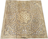 Elegant Wood Carved Wall Plaque. Wood Carved Floral Wall Art. Bali Home Decor. Asian Wood Carving Wall Art. Decorative Thai Wall Relief Panel Sculpture. 36"x36"x0.5" Available in Black Wash,Dark Brown and White