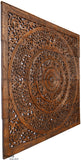 Elegant Wood Carved Wall Plaque. Asian Home Decor Wood Carved Floral Wall Art Panel. Size 48" and 60" Color Options Available