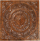 Elegant Wood Carved Wall Plaque. Asian Home Decor Wood Carved Floral Wall Art Panel. Size 48" and 60" Color Options Available