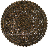Elegant Medallion Wood Carved Wall Art Panel. Bali Rustic Home Decor Wall Art. Size and Color Options Available