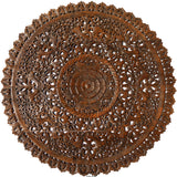 Elegant Medallion Wood Carved Wall Art Panel. Bali Rustic Home Decor Wall Art. Size and Color Options Available