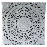white square carved wood wall art