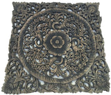 Asian Wood Wall Plaques. Wall Sculptures. Large Wood Wall Hangings. Floral Design. Rustic Wall Decor. 24" Square Color Options Available
