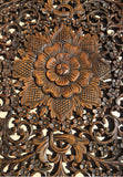 Elegant Medallion Wood Carved Wall Plaque. Round Wood Carved Floral Wall Art. Asian Home Decor Wood Wall Panels. Wall Hangings. Wood Wall Decor. Size 36" Color Options Available