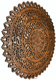 Elegant Medallion Wood Carved Wall Art Panel. Bali Rustic Home Decor Wall Art. Size and Color Options Available