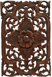 Wood Wall Decor flower. Multi Panels Asian Home Decor. Asiana Inspiration. 17.5"x12.5" Set of 4 Brown