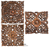 small square carved wood wall art