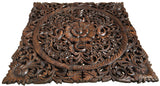 Asian Wood Wall Plaques. Wall Sculptures. Large Wood Wall Hangings. Floral Design. Rustic Wall Decor. 24" Square Color Options Available
