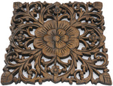 Wood Plaque Oriental Carved Lotus. Rustic Wall Decor. Hand Carved Wall Art Decor Panel. Color Options Available Size 12"