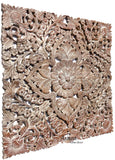 Floral Wood Wall Hanging. Wood Carving Decorative Wall Art Plaque. 24"x24"x0.5" Color Options Available