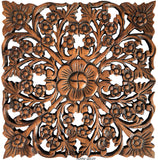 Floral Wood Wall Plaque Home Decor. Set of 4. 12" Square