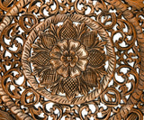Elegant Medallion Wood Carved Wall Art Panel. Bali Rustic Home Decor Wall Art. Size and Color Options Available
