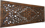 Floral Wood Carved Wall Panel. Wall Hanging. Decorative Contemporary Wall Panel. 35.5"x13.5"x0.5" Color Option Available