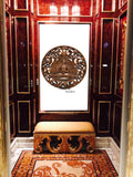 Round Buddha with Dragon Carved Wood Wall Art Decor. Brown Finish 24" Extra Thick