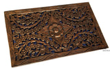 Wood Carved Wall Panel. Hand Carved Floral Wall Art Decor. Rustic Wall Decor. Dark Brown Finish Size 24"x13.5"x0.5"