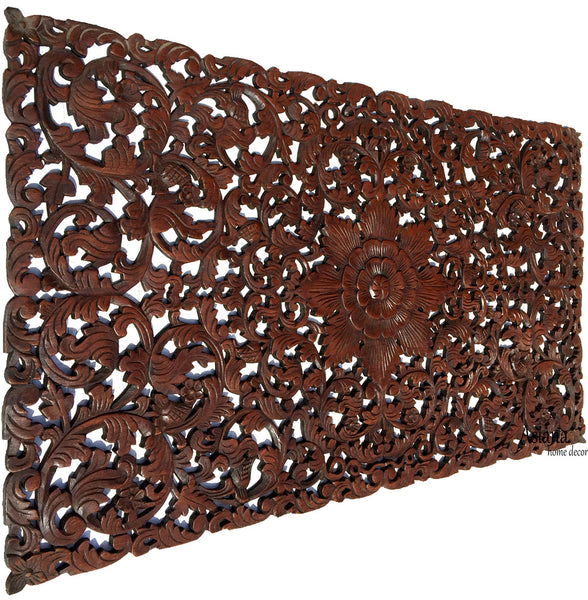 Carved wood 2025 panel headboard