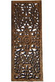 Floral Wood Carved Wall Panel. Decorative Thai Wall Relief Panel Sculpture. Large Carved Wood Wall Panel 35.5"x13.5" Color Options Available