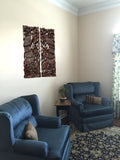Peacock wood carving wall art panel living room decor