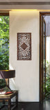 Wood Carved Panel. Floral Carved Wood Wall Hanging. Dark Brown Finish Size 24"x13.5"x0.5"