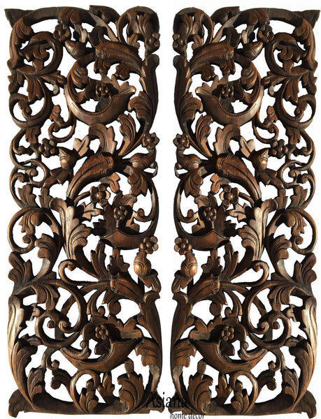 Tropical Home Decor. Bali Home Decor. Floral Wall Art Panel. Wood Carv ...