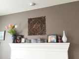 Asian Wood Wall Plaques. Wall Sculptures. Large Wood Wall Hangings. Floral Design. Rustic Wall Decor. 24" Square Color Options Available