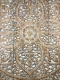 Headboard Wood Carved Wall Panel. Asian Balinese Home Decor. 60" Available in White Wash and Dark Brown