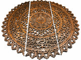 Elegant Medallion Wood Carved Wall Art Panel. Bali Rustic Home Decor Wall Art. Size and Color Options Available