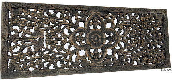 Floral Wood Carved Wall Panel. Wood Wall Decor for Sale – Asiana Home Decor