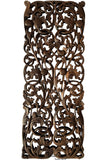 Floral Tropical Carved Wood Wall Art Panel. Rustic Home Decor. Teak Wood Headboard. 35.5"x13.5 Extra Thick Dark Brown