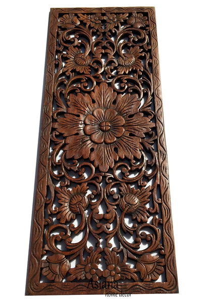 Asian Home Decor.Floral Wood Carved Wall Panel.Wall Art – Asiana Home Decor