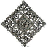 Wood Plaque Oriental Carved Lotus. Rustic Wall Decor. Hand Carved Wall Art Decor Panel. Color Options Available Size 12"