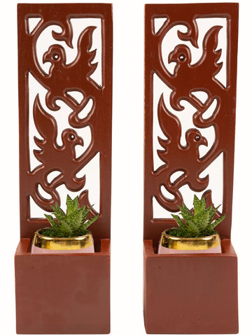hanging succulent planter box Flying Bird Flower Succulent Planter Box Wall Hanging Candle Wall Sconce Holder Carved Wood Wall Art Panel. Set of 2 Color Options Available Dark