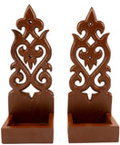 Candle Wall Sconce Holder Water Drop Carved Wood Wall Art Panel. Set of 2 Color Options Available