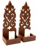 Candle Wall Sconce Holder Water Drop Carved Wood Wall Art Panel. Set of 2 Color Options Available