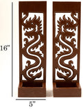 Candle Wall Sconce Holder Succulent Planter Pots Wall Hanging Chinese Dragon Carved Wood Wall Art Panel. Set of 2 Color Options Available