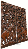 Elephant Wall Decor. Teak Wood Wall Art. Set of 2 pcs. Brown Size Options 17.5"H and 35.5"H