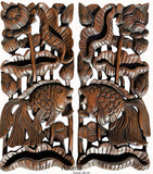 carved wood fish wall art home decor