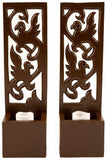 Flying Bird Flower Succulent Planter Box Wall Hanging Candle Wall Sconce Holder Carved Wood Wall Art Panel. Set of 2 Color Options Available
