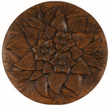 Carved wood Round Floral Dark Brown 