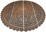 Elegant Medallion Wood Carved Wall Plaque. Round Wood Carved Floral Rustic Home Decor Wall Art. Size 36" and 48" Color Options Available