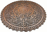 Elegant Medallion Wood Carved Wall Plaque. Round Wood Carved Floral Rustic Home Decor Wall Art. Size 36" and 48" Color Options Available