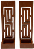 Candle Wall Sconce Holder Succulent Planter Pots Wall Hanging Maze Carved Wood Wall Art Panel. Set of 2 Color Options Available
