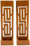 Candle Wall Sconce Holder Succulent Planter Pots Wall Hanging Maze Carved Wood Wall Art Panel. Set of 2 Color Options Available