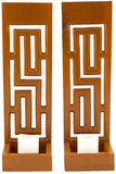 Candle Wall Sconce Holder Succulent Planter Pots Wall Hanging Maze Carved Wood Wall Art Panel. Set of 2 Color Options Available