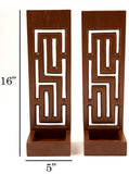 Candle Wall Sconce Holder Succulent Planter Pots Wall Hanging Maze Carved Wood Wall Art Panel. Set of 2 Color Options Available