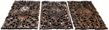 Wood Wall Decor Lotus flower. Multi Panels Asian Home Decor. Decorative Thai Wall Relief Sculpture. 17.5"x12.5" Set of 3 Color and Design Optionx Available