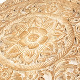 Oriental Tropical Flower Round Carved Wood Wall Decor. Rustic Home Decor. 24" Dark Brown