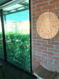 Oriental Tropical Flower Round Carved Wood Wall Decor. Rustic Home Decor. 24" Dark Brown
